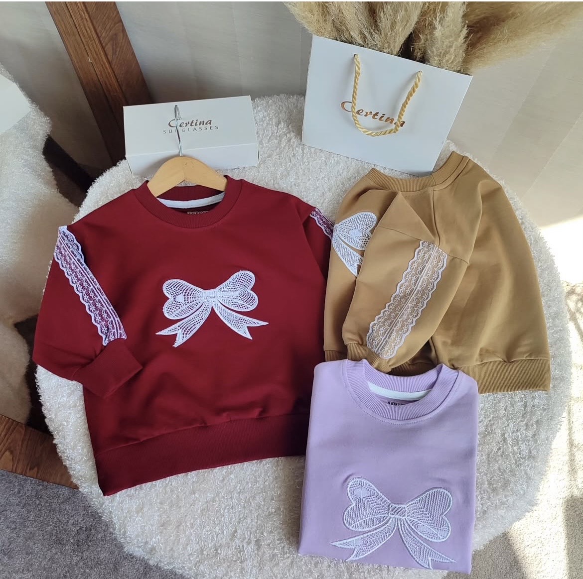 بلوز تک دخترانه پاپیون توری