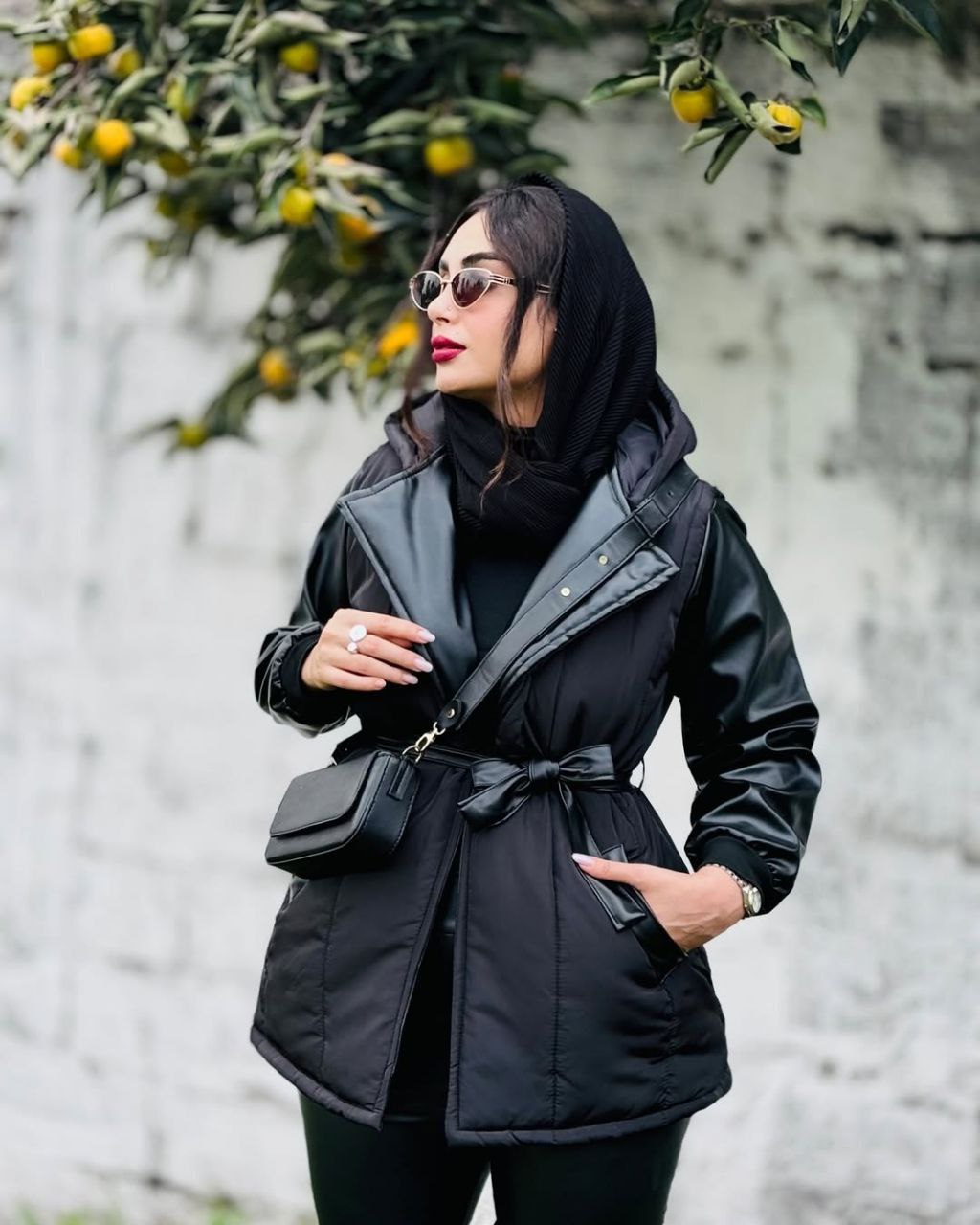 کاپشن زنانه چرم دار فری سایز ۳۶تا۴۶